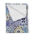 thumbnail image 2 of Blue Soft Flannel Fleece Throw Blanket, Rich Pattern of Moroccan Tiles Patchwork Style Pattern Oriental, Cozy Plush for Indoor and Outdoor Use, 50" x 70", Multicolor, by Ambesonne, 2 of 5
