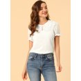 thumbnail image 2 of Allegra K Blusa De Lunares Suizos Con Cuello De Solapa Y Mangas Con Volantes Para Mujer Blanco XS, 2 of 6