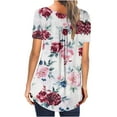 thumbnail image 4 of SMihono Hauts pour Femmes Été Chic Décontracté Mode pour Femmes Débardeur Imprimé Col Rond Ample Manches Courtes Chandail à Enfiler Haut Grande Taille T-Shirt, 4 of 5