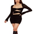 thumbnail image 2 of Femmes Spaghetti Sangle Mini Robes avec des Gants hors Épaule Sans Manches Coupe Bodycon Robe de Soirée Club Porter, 2 of 7