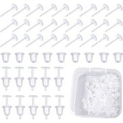 SOHINDEL 100 Pairs Of Plastic Cartilage Studs With Clear Ear Pins And Silicone Rubber Backing, Stud Backing, For Men And Women.