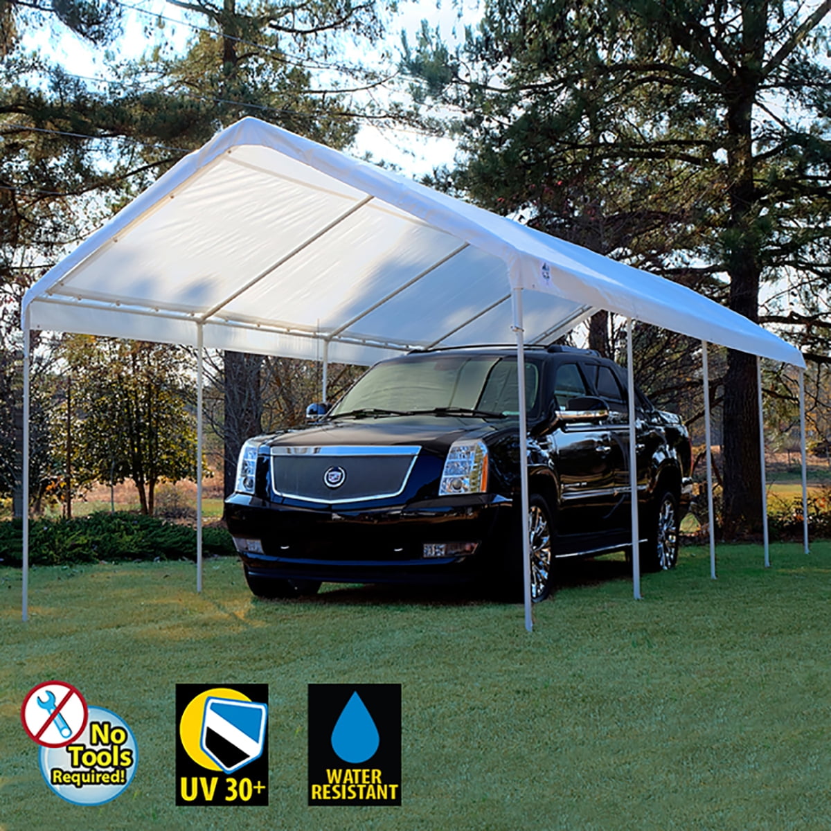 King Canopy 10ft x 27ft 180gsm Polyethylene White Drawstring Carport Canopy Cover