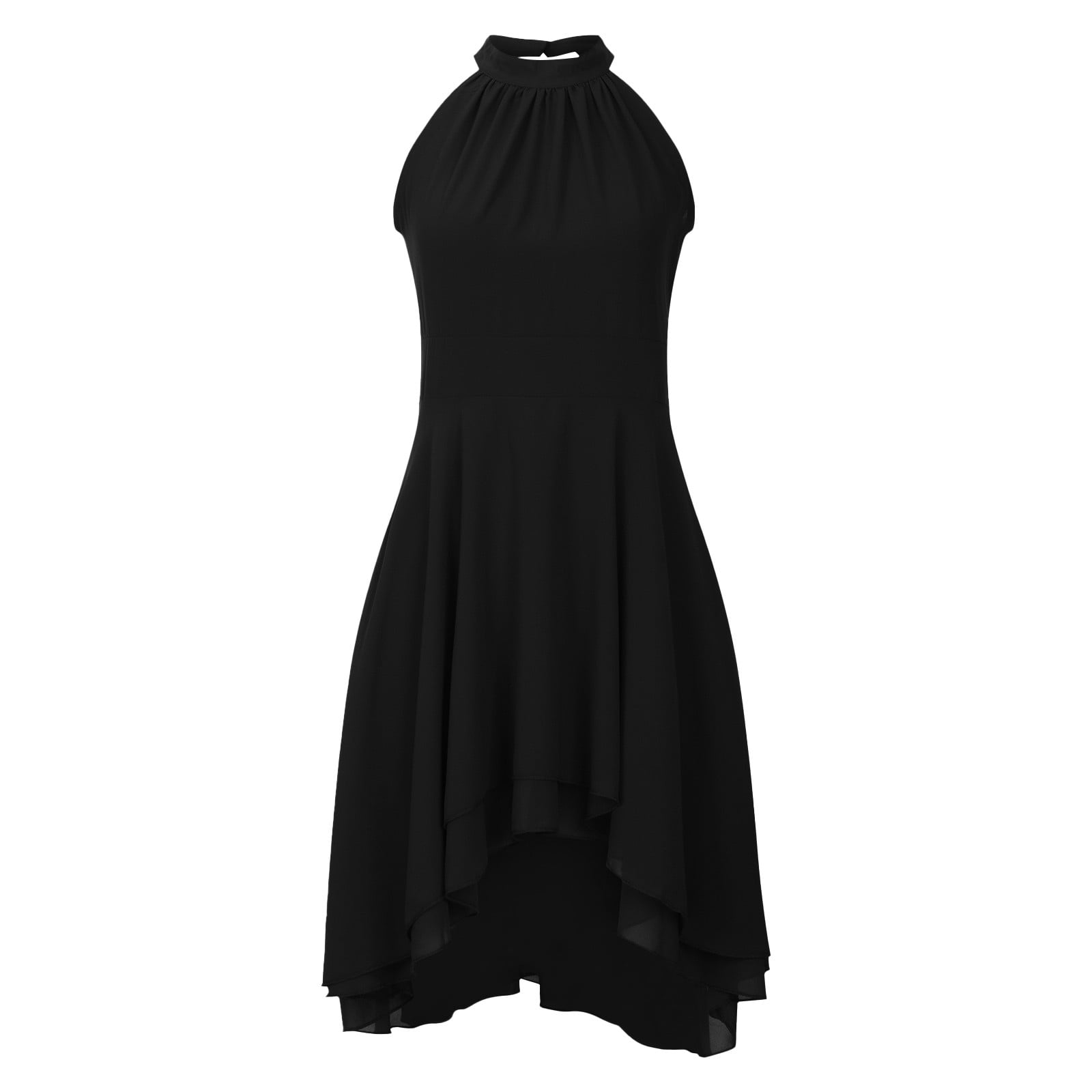 Black sleeveless high low dress hotsell