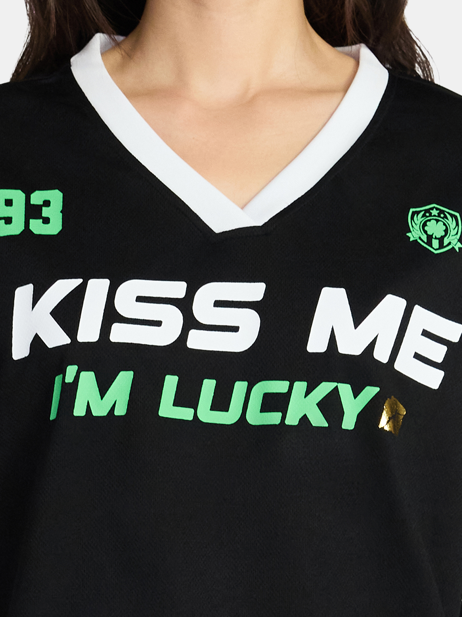 Saint Patrick's Day Women's Kiss Me Jersey with Short Sleeves from Holiday Time, Sizes XXS-XXL