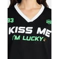 thumbnail image 4 of Saint Patrick's Day Women's Kiss Me Jersey with Short Sleeves from Holiday Time, Sizes XXS-XXL, 4 of 5