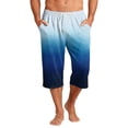 thumbnail image 2 of JoveMarine Men's Gradient Print Hawaiian Shorts with Drawstring, 7/8 Length Casual Shorts for Spring and Fall, Lightweight Beach Style Blue 3XL, 2 of 9