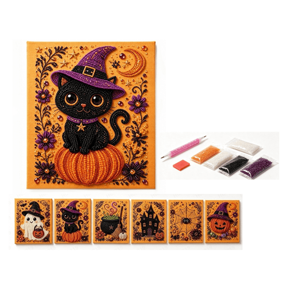 Halloween Ghost Pearl Art DIY Kit, Spooky Cute 3D Diamond Painting Crafts for Adults, DIY Fall Home Decor Wall Art, Beginner DIY Seasonal Party Gift