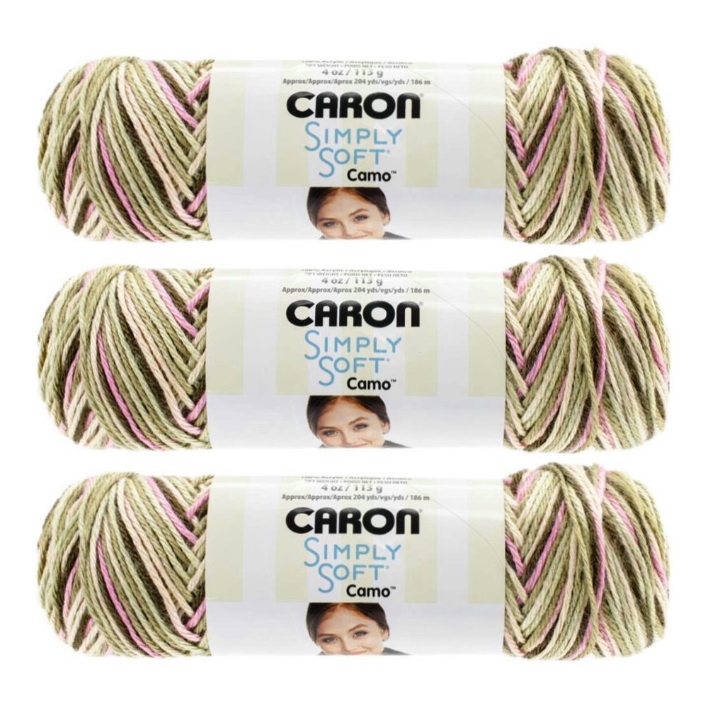 Bulk Buy Caron Simply Soft Camo Yarn (3Pack) Pink Camo 29401111420