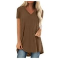thumbnail image 1 of RKSTN Hauts Grande Taille pour Femmes Manches Courtes Col Rond Tunique Chemises Surdimensionnées, 1 of 5