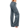 thumbnail image 2 of Hilenly Plus Size Cargo Pants Women Baggy Wide Leg Fleece Lined Pants Drawstring Waisted Y2k Low Rise Flare Pants with Pockets, 2 of 6