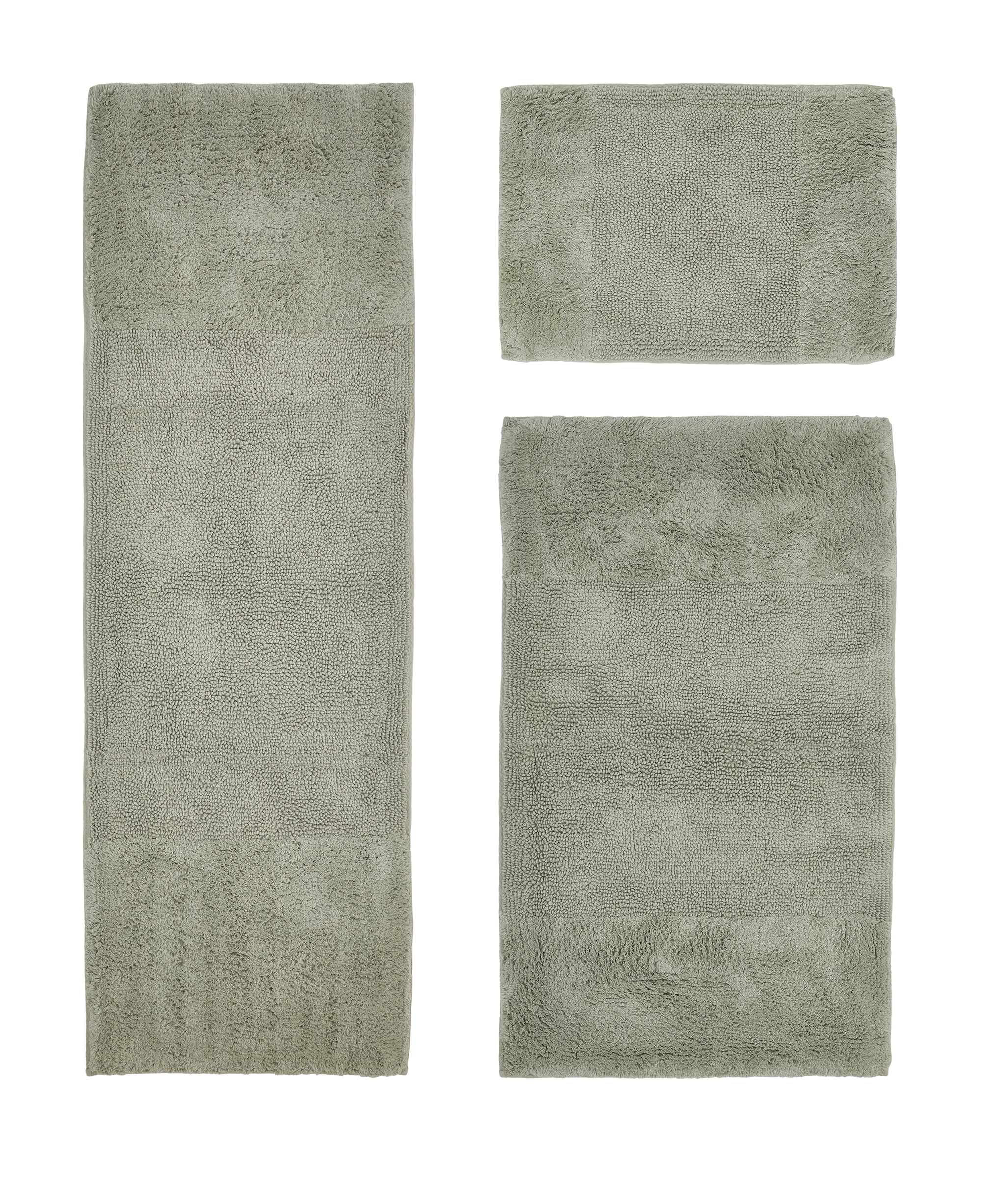 Better Trends 3 Piece Bathroom Rug Set, 100% Cotton, Extra Soft Tufted Bath Mat, Water Absorbent & Non Slip Bath Rug, (Dark Sage) Granada Collection
