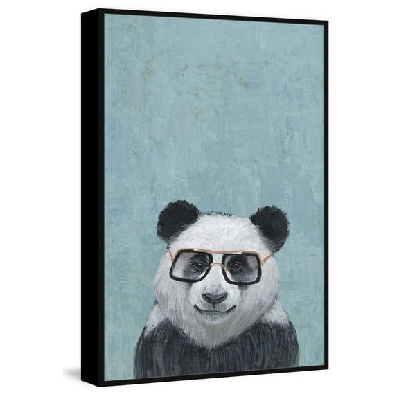 Studious Panda Floater Framed Painting Print on Canvas