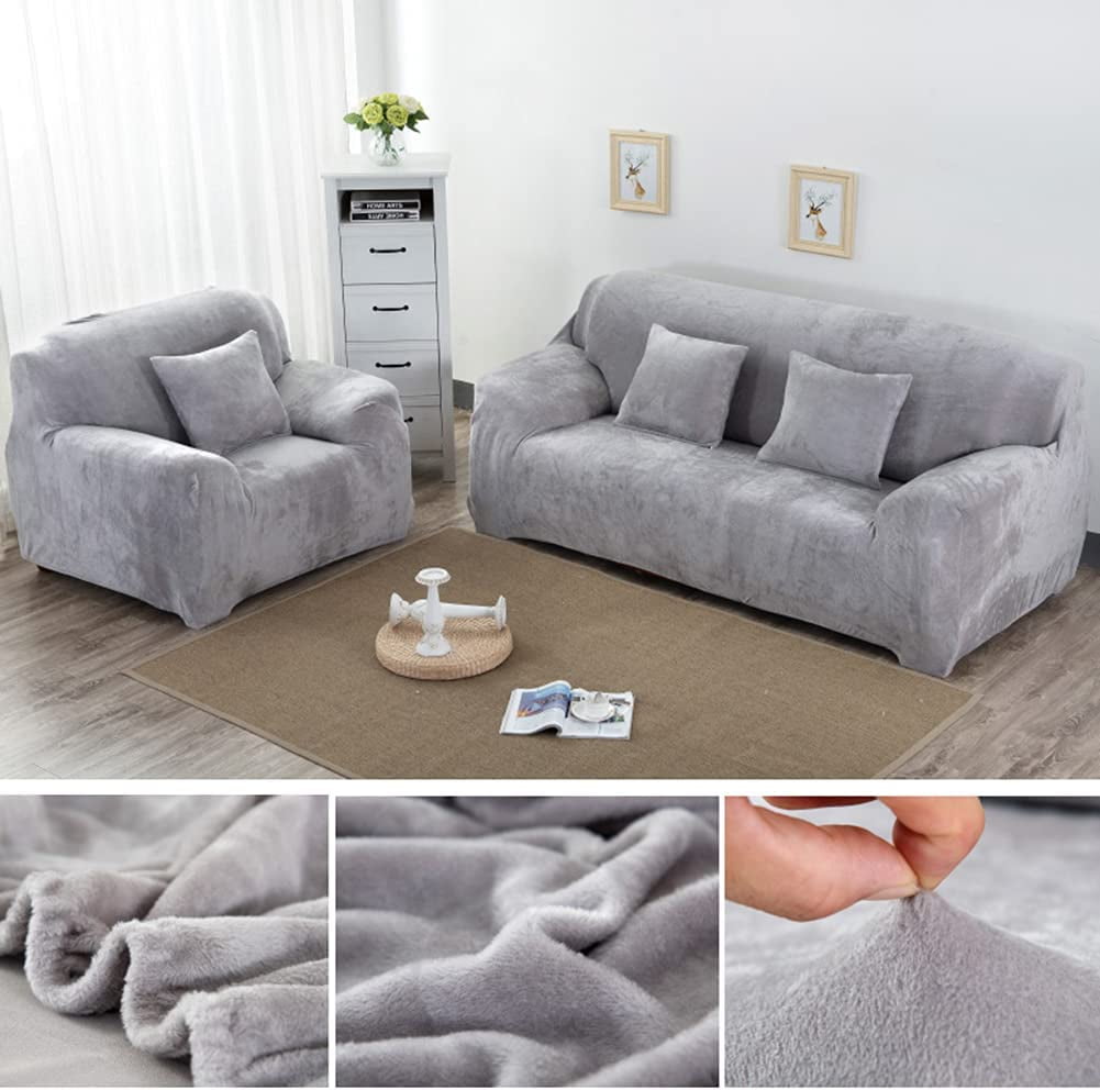 guld tørre Paradis Thick Velvet Sofa Covers 1/2/3/4 Seater Pure Color Sofa Protector Stretch  Non Slip Couch Cover Easy Fit Elastic Fabric Stretch Couch Slipcover(Gray,  1-Seater Sofa) - Walmart.com