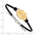 thumbnail image 2 of 925 Sterling Silver Yellow Gold-Plated Official Swarthmore College Small Center Leather Bracelet - with Secure Lobster Lock Clasp 7", 2 of 3