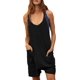 thumbnail image 1 of Mameluco casual de verano para mujer, sin mangas, con tirantes delgados, pantalones cortos con bolsillos, overol de regreso a casa Negro - Chica Negro - Chica Xishao ropa, 1 of 2