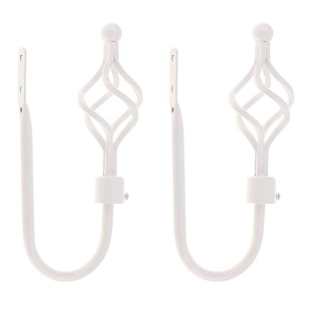 2x Gancho de Cortina de Jaula de de Metal en apariencia de U para Cortinas de Ventana, Gancho para Colgar en Blanco