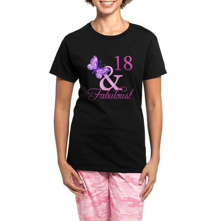CafePress – Fabulous 18Th Birthday For Girls Women s Dark Paja – Women s Short Sleeve Print T-Shirt and Pants Dark Cotton Pajama Set