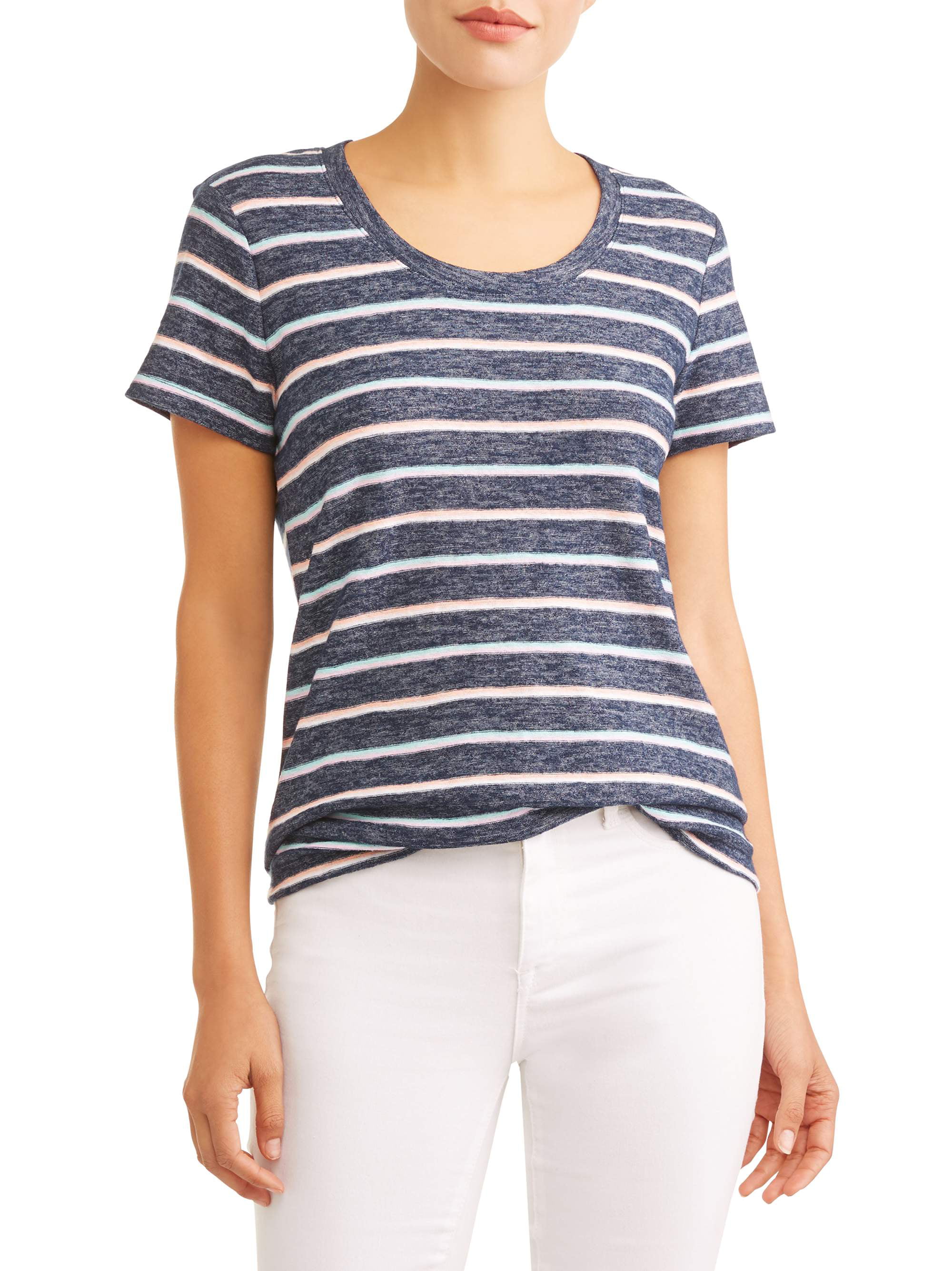 Women's Short Sleeve Striped T-Shirt - Walmart.com