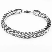 Yunc Trendy Hit Hip-Hop Reversible 6mm Stainless Steel Bracelet - Double-Sided Woven Design, Set of Two