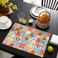 thumbnail image 4 of Pioneer Flower Floral Print Pattern Summer Linen Placemats Set Of 6, Washable Non-Slip Heat Resistant Table Mats for Kitchen, 12x18 Inch, 4 of 5