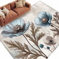 thumbnail image 2 of Spring Floral Area Rug 5x7 FT, Non Slip Bedroom Throw Carpet, Teal Tulip Farmhouse Retro Botanical Herb Washable Soft Floor Carpet Non-Shedding Rug for Dining Room Bedside Classroom Desk, 2 of 9