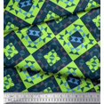 thumbnail image 3 of Soimoi Green Modal Satin Fabric Check & Geometric Decor Fabric Printed Yard 42 Inch Wide, 3 of 5