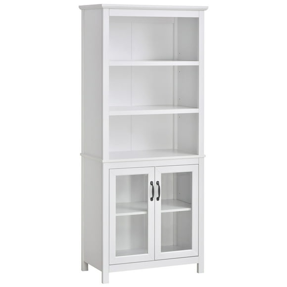 HOMCOM Bookcase Storage Cabinet Bookshelf with Adjustable Shelf Glass Door
