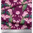 thumbnail image 2 of Soimoi Rayon Fabric Floral & Peacock Bird Printed Fabric 1 Yard 56 Inch Wide, 2 of 3