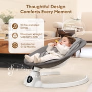 Babyeap Baby Swing for Infants - Smart Electric Swing with Bluetooth Control 5-point Harness,5 Sway Speed,10 Lullabies(Gray)