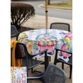 thumbnail image 4 of Easter Outdoor Tablecloth - 60x60 Inch Square Dining Table Cover, Watercolor Gnomes Eggs Flowers Butterflies Purple Plaid Waterproof Outdoor Table Cloth with Umbrella Hole & Zipper for Picnic/Patio, 4 of 7