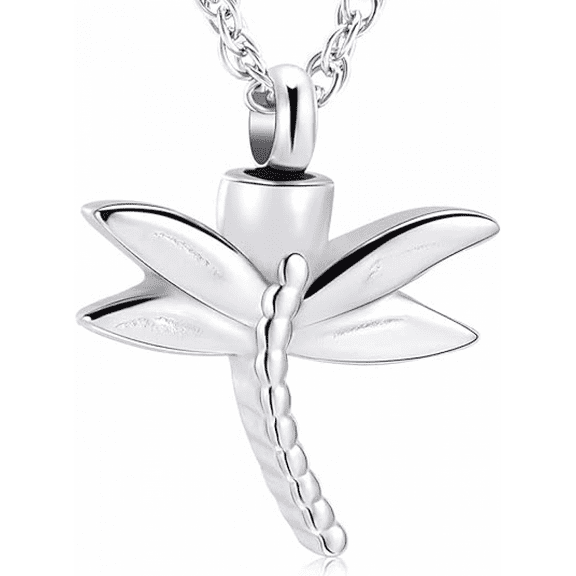Dragonfly Urn Necklace for Ashes for Women Men Cremation Jewelry Memorial Keepsake Ashes Pendant,Silver