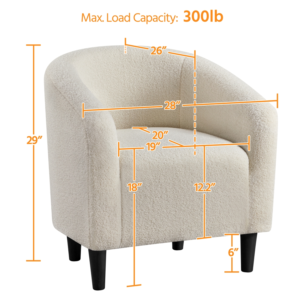 Renwick Modern Upholstered Tub Chair Set of 2, Ivory Boucle photo 6