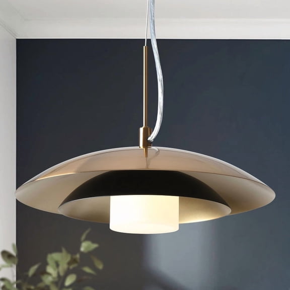 LNC LED Pendant Light, Mid-Century Modern Gold and Black, Dimmable Hanging Fixture