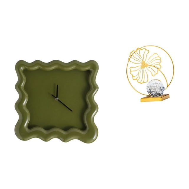 Reloj de pared,Reloj de pared decorativo para baño y dormitorio.,Reloj de pared cuadrado silencioso y sin tictac,regalo,Estatua de hoja,Estatua de hoja para decoración del hogar,manualidades