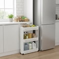 thumbnail image 5 of Evideco 3 Tier Slim Rolling Multi Purpose Utility Cart Kitchen-Bath - 28.4" H x 21.3" L x 4.8"W White, 5 of 8