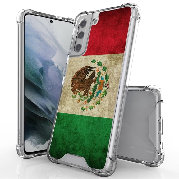 ANJ  Hybrid Slim Hard Back Cover Case Flexible Bumper for Samsung Galaxy S21 - Mexican Flag