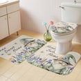 thumbnail image 4 of Home Sweet Bathroom Rugs Set Butterfly Gnome Pink Flowers Linen Texture Non Slip Absorbent Soft Bath Mats 3 Piece Set with Bathroom Rug, U-Shaped Floor Mat, Toilet Seat Cover Small Size, 4 of 9
