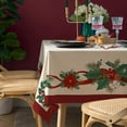 thumbnail image 1 of Christmas Poinsettia Print Tablecloth Waterproof Rectangle Holiday Table Cloth for Dinning Room,60"×84", 1 of 5