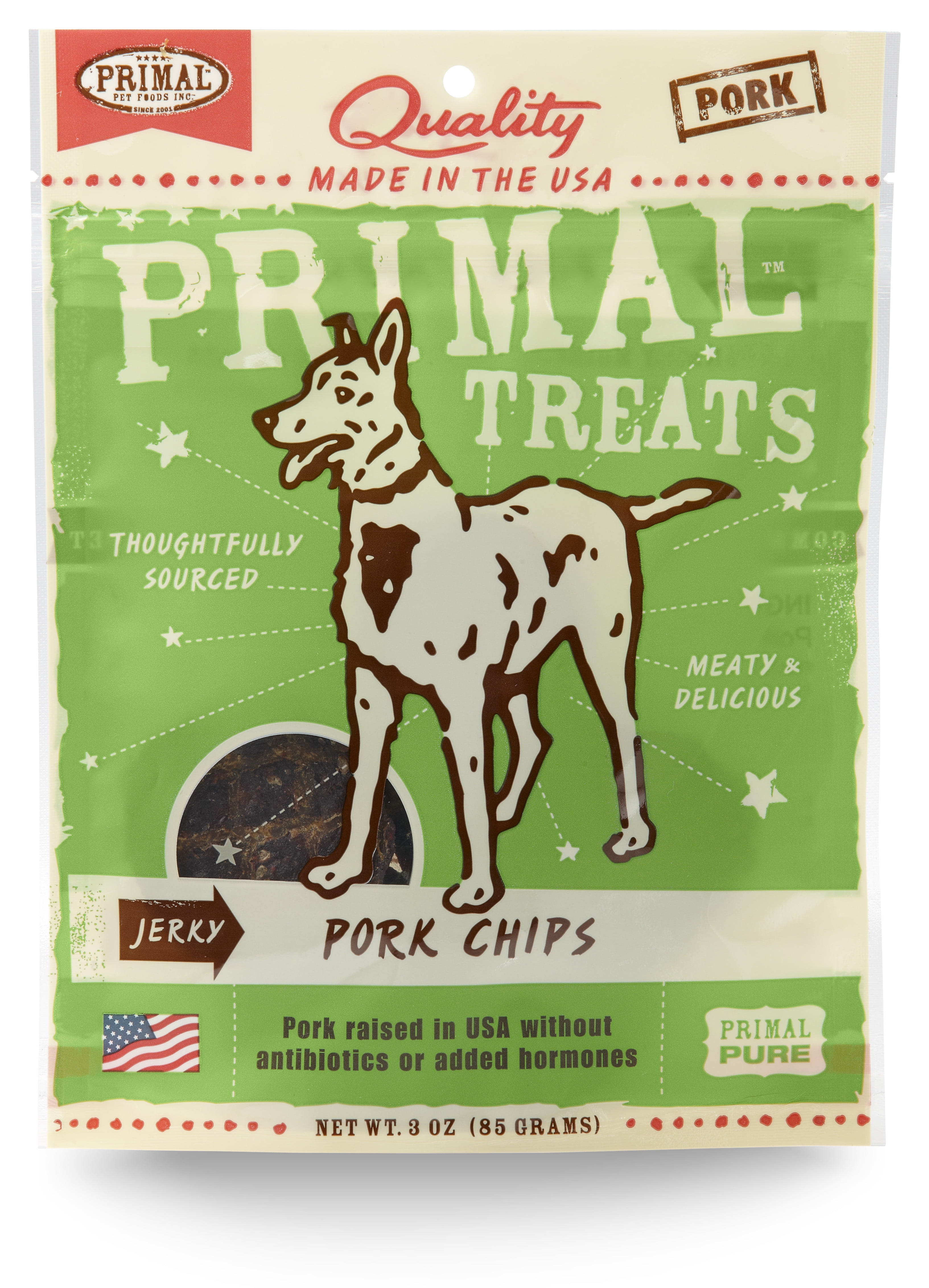Primal Pet Foods GrainFree Jerky Pork Chips Freeze Dried Dog Treat, 3