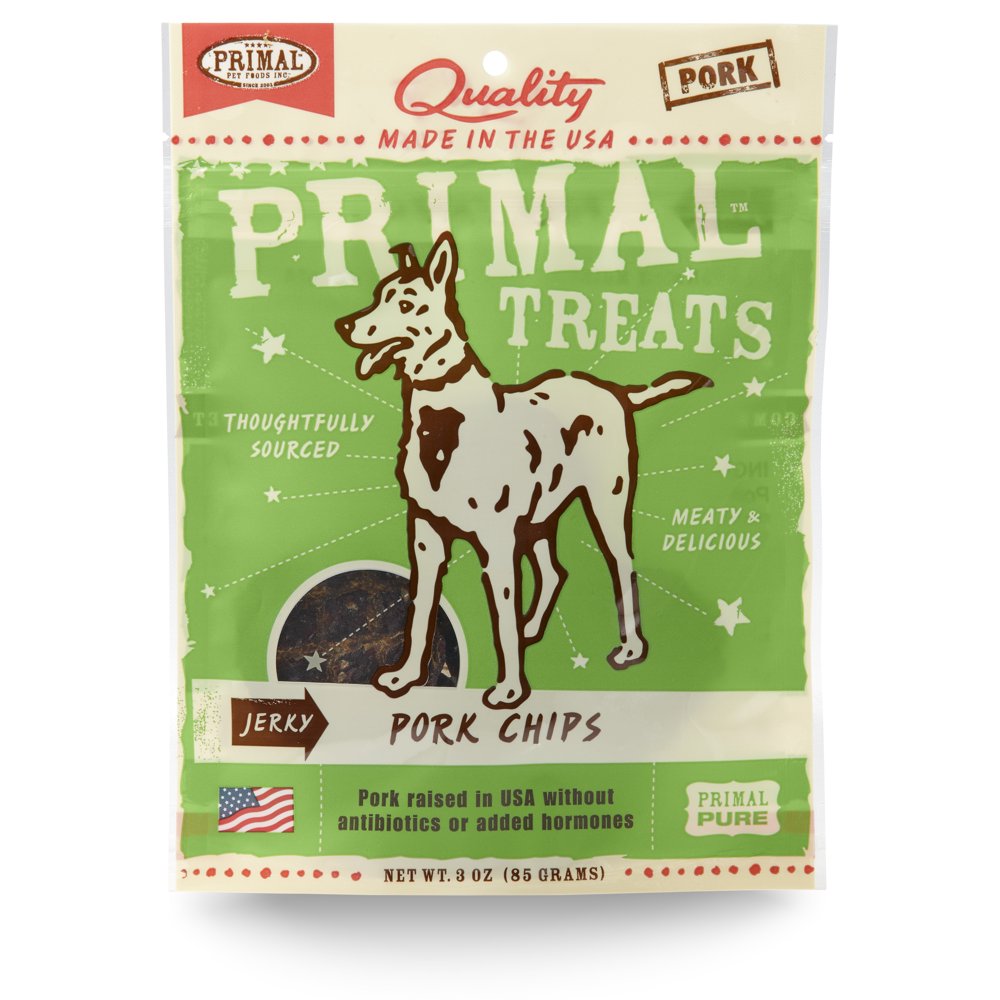 Primal Pet Foods GrainFree Jerky Pork Chips Freeze Dried Dog Treat, 3