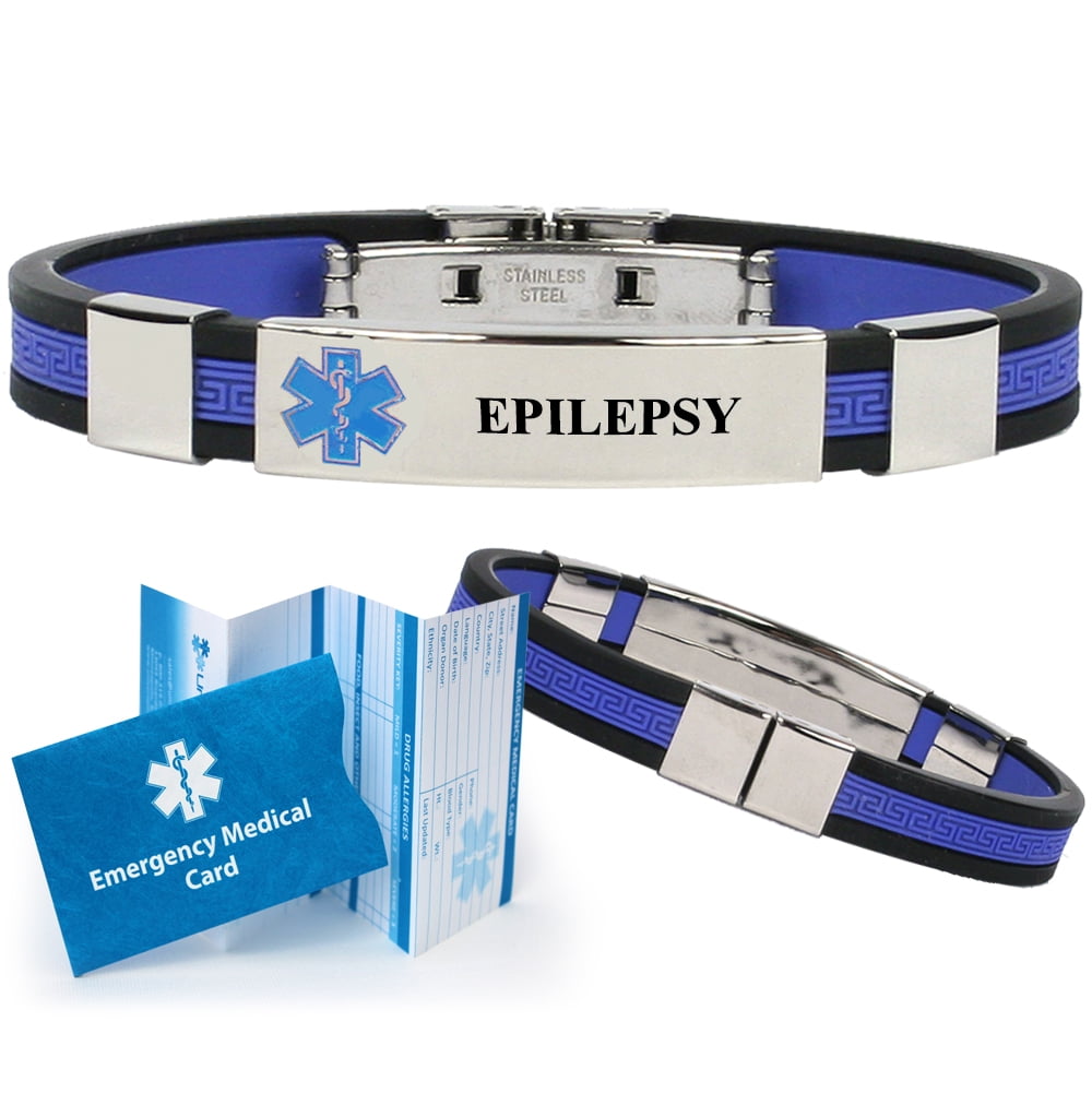"Epilepsy" Designer Medical Alert ID Bracelet. Choose Color! Walmart