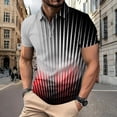 thumbnail image 4 of Ceisia Men's Summer Casual Red-White-Black Gradient Polka Dot Stripe Mesh Short Sleeve Lapel Shirt Multicolor L Gifts, 4 of 7
