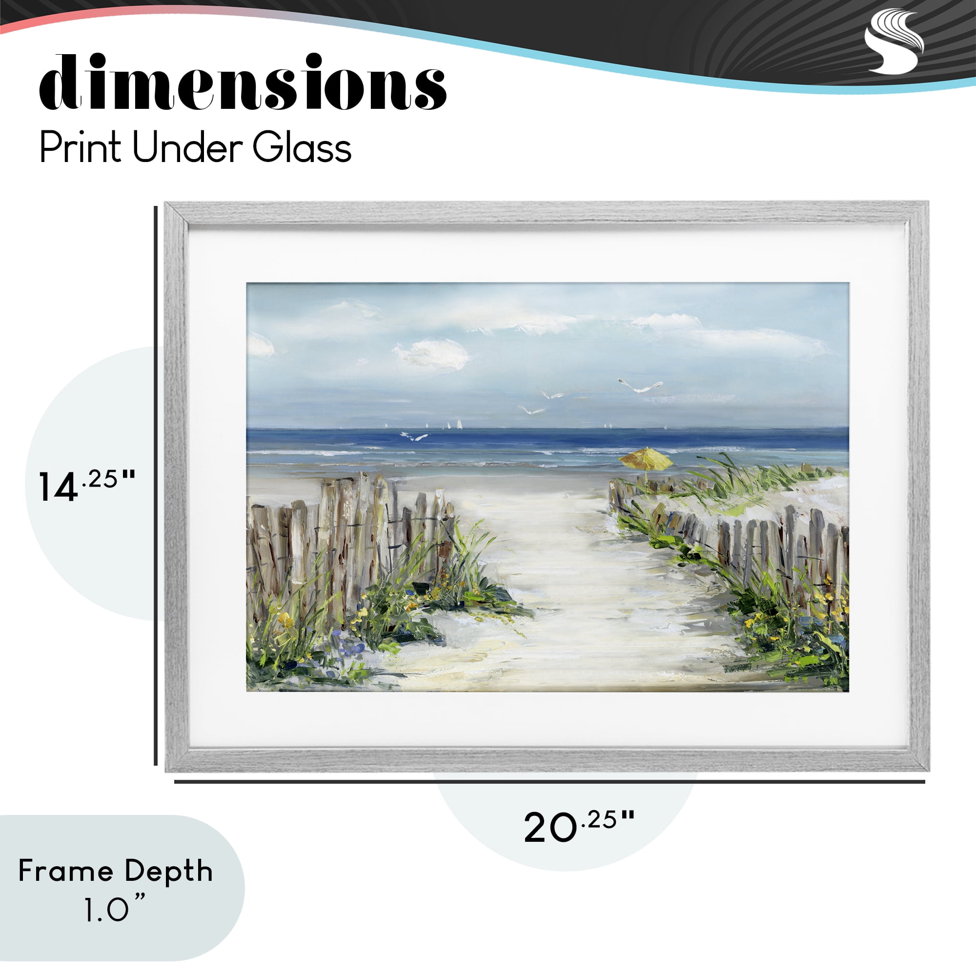 Stupell Industries Sunlit Dune Path To Ocean Gray Framed Print Under Glass, design by Sally Swatland