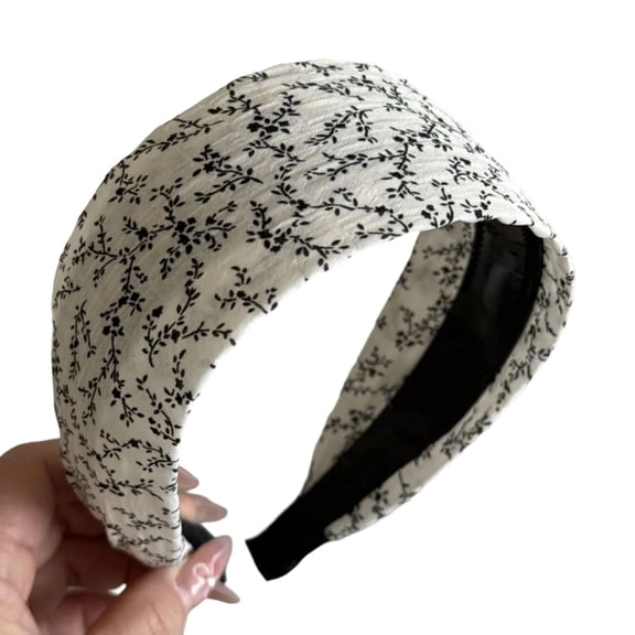 Fashionable Floral Pattern Wide Hairband Nonslip Cloth Hair Accessory Elegant for Girls Women Party or