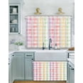 thumbnail image 2 of Colorful Plaid Short Blackout Curtains 36 Inch Long Spring Modern Rainbow Abstract Rod Pocket Kitchen Curtains, 2 Panels Thermal Insulated Room Darkening Drapes for Bedroom, 30"W x 36"L, 2 of 5