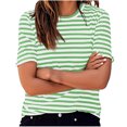 thumbnail image 2 of AherBiu Summer Tops for Women Striped Crewneck Short Sleeve Casual Basic Comfy Top Tees Tshirts Blouse, 2 of 6