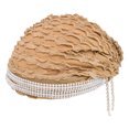 thumbnail image 4 of Diadema con borlas adornada con perlas, transpirable y de moda para mujeres, decoraciones diarias, productos musulmanesMarrón claro, 4 of 10
