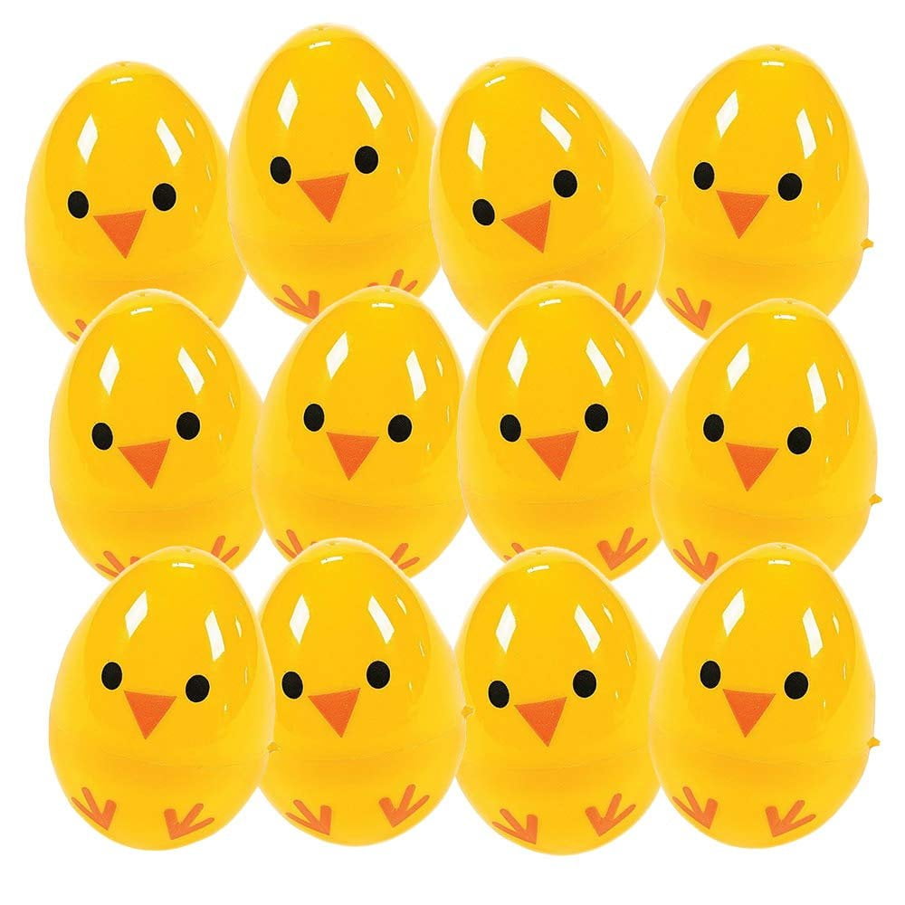 Chick Easter Eggs Pack of 12 2.25’’ Plastic Chicken Eggs for Easter