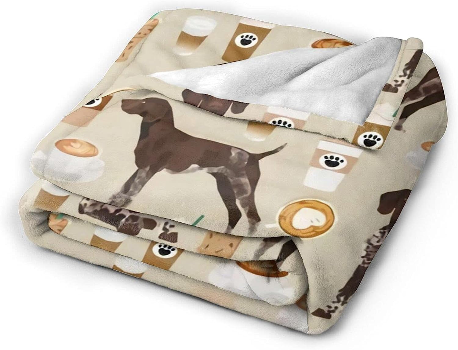 Newhomestyle 3D Flannel Plush Throw Blanket, 60"x50" German Shorthair Pointer Dog Breed Custom Pet Coffee Lover, Super Cozy Air Conditioning Blanket