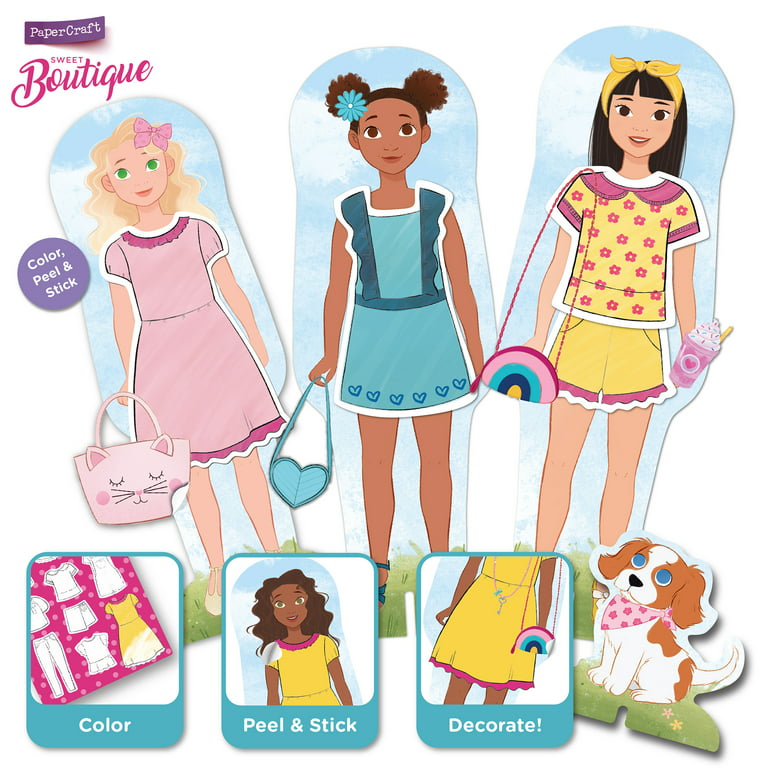 Paper Dolls with Clothes and Accessories - 5 dolls 42 clothes & accessories  with a Coloring Version for Girls ages 8-12: Cut out Paper Dolls for